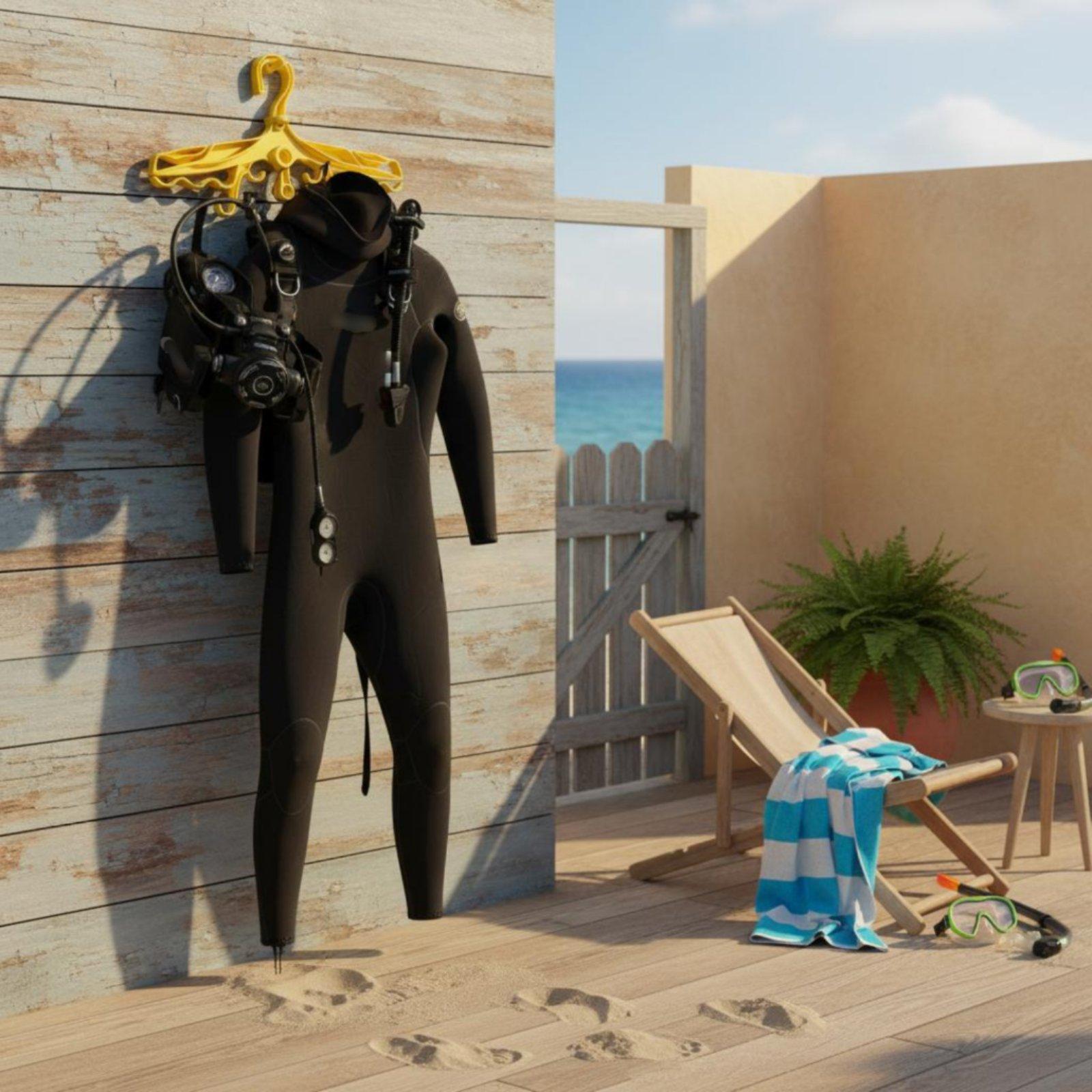 Aquatic Sports And Scuba - プラスチック製ダイビングハンガー、8つのフック付き、ウェットスーツ、フィン、ブーツ、水上スポーツ用のスキューバギア乾燥ラック