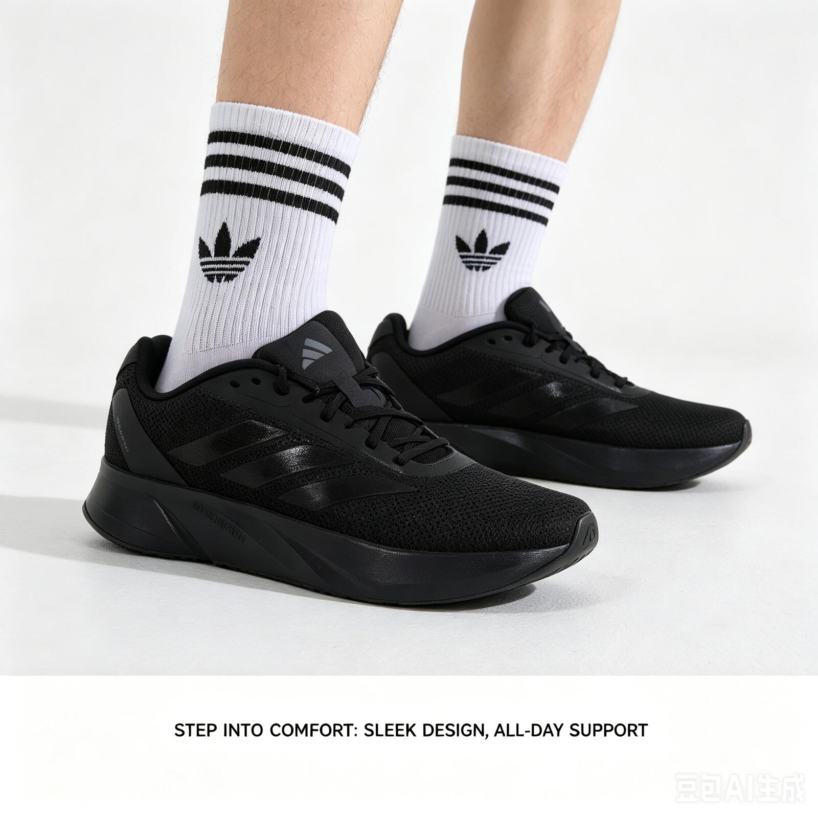 Adidas Shoes Duramo Sl - アディダス ブラック ホワイト スリーストライプス 通気性メッシュ 軽量クッション